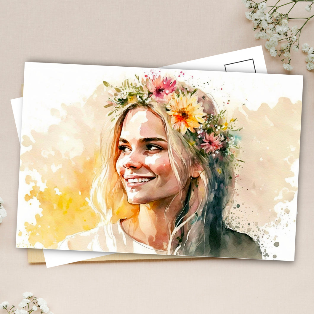 Floral girl II postcard