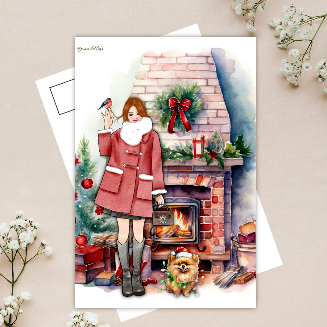 Cozy girl postcard