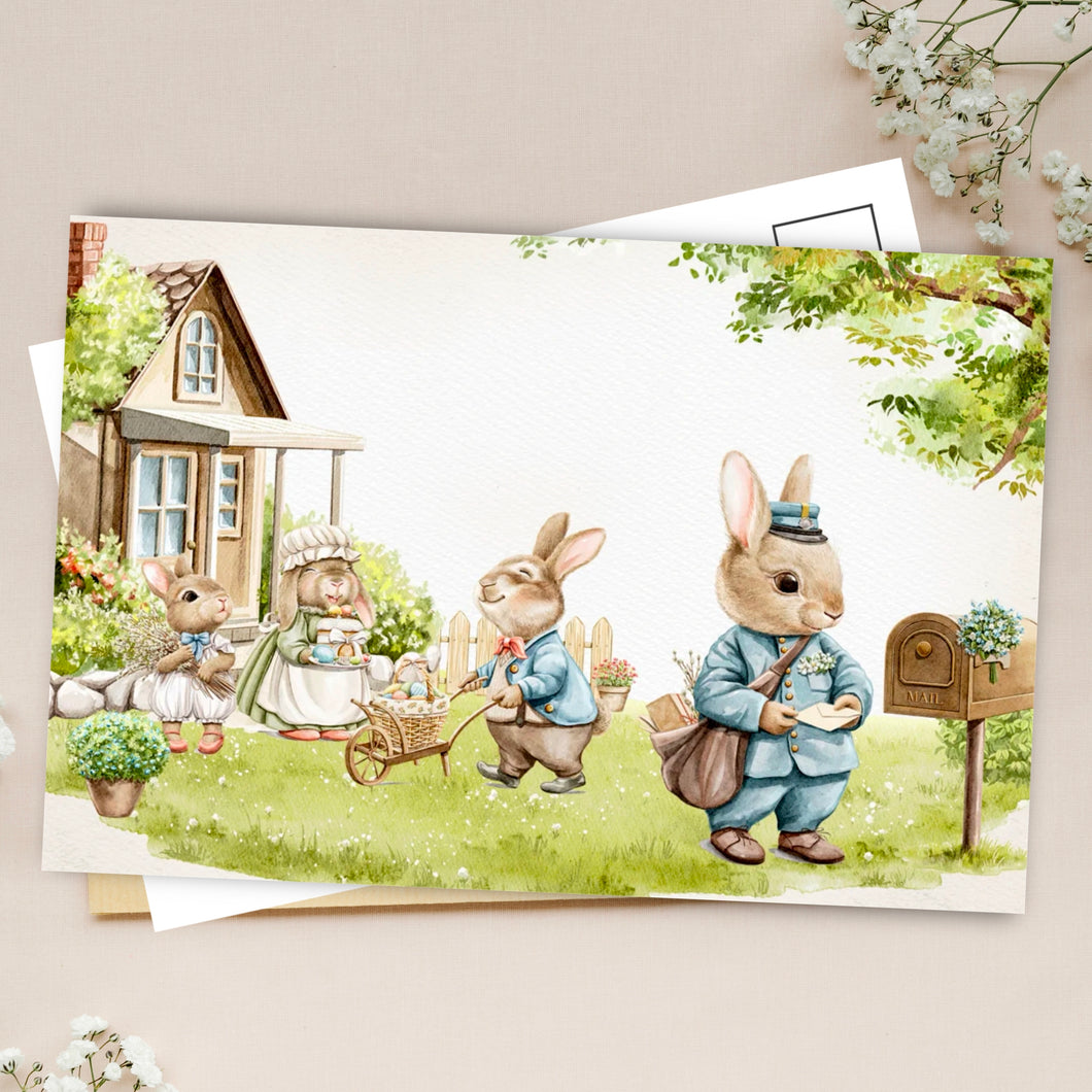 Bunny family postcard