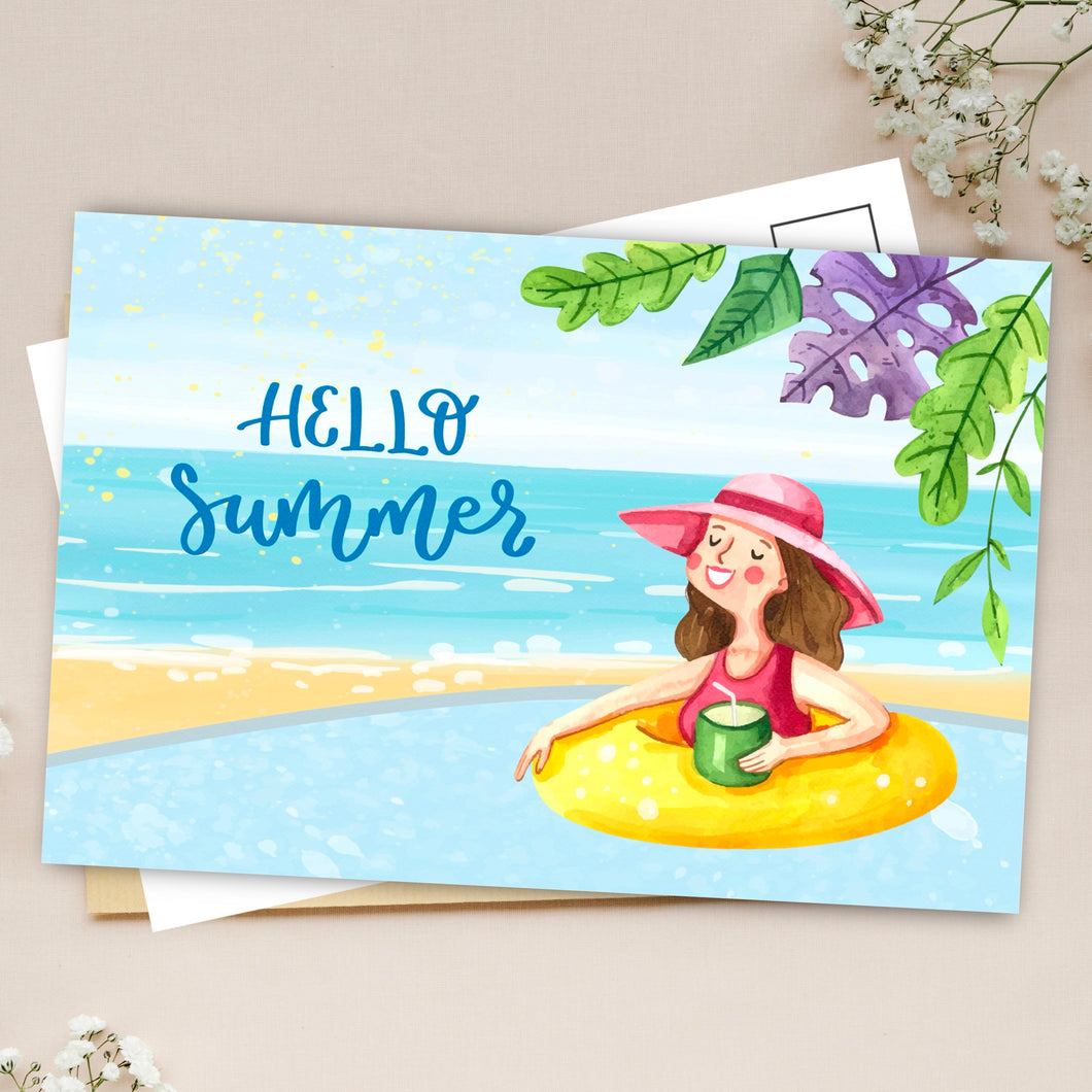 Hello summer postcard