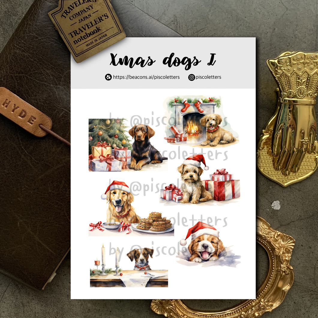 Xmas Dogs I Sticker Sheet