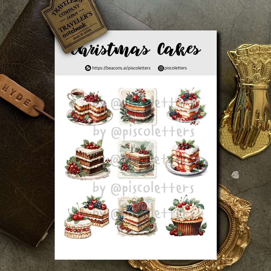 Christmas Cakes Sticker Sheet