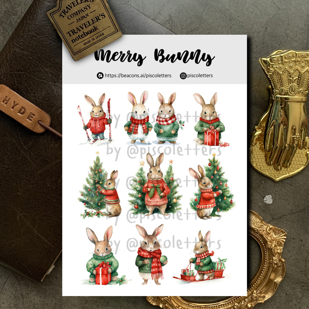 Merry Bunny Sticker Sheet