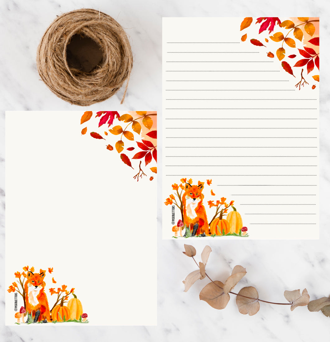 Autumn fox printable paper