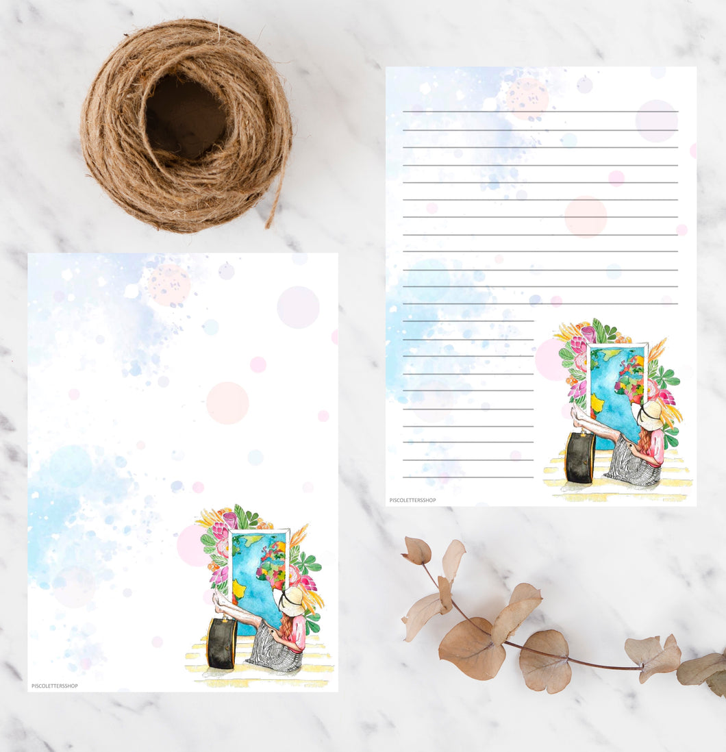 Travel girl printable paper