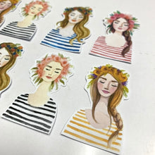 Load image into Gallery viewer, Floral crown girl stickers
