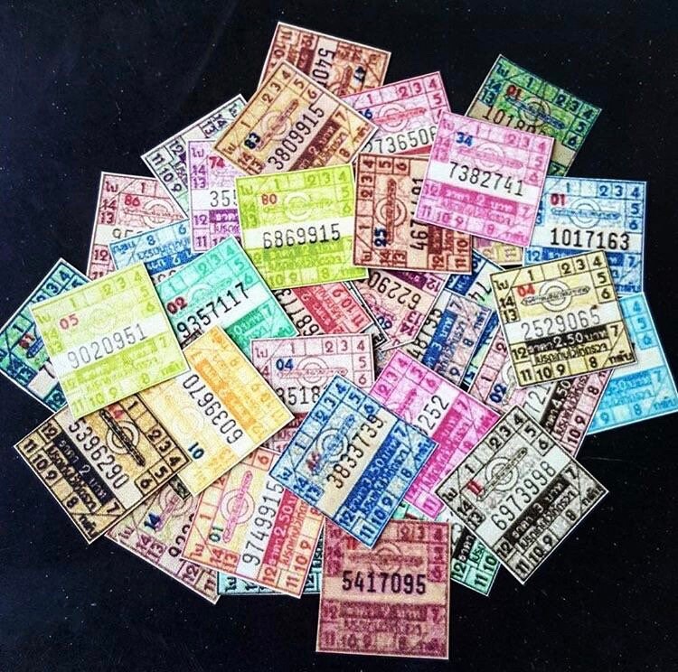 Thai Vintage bus ticket stickers