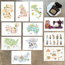 Load image into Gallery viewer, Country Map &amp; Vintage Theme Postcard
