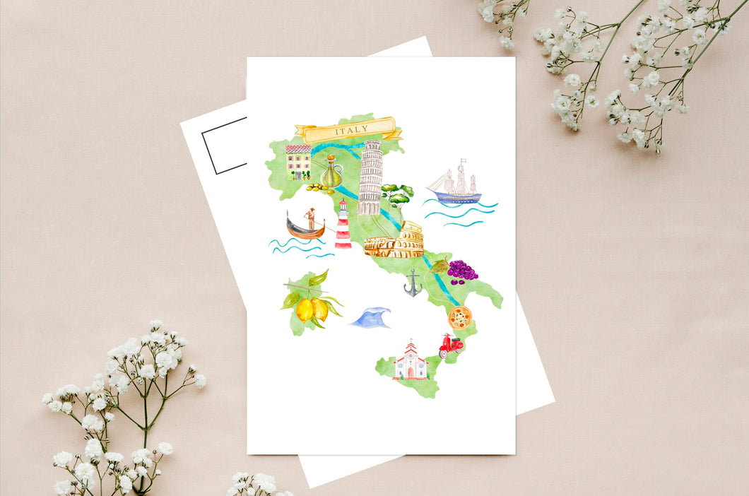 Country Map & Vintage Theme Postcard