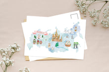 Load image into Gallery viewer, Country Map &amp; Vintage Theme Postcard
