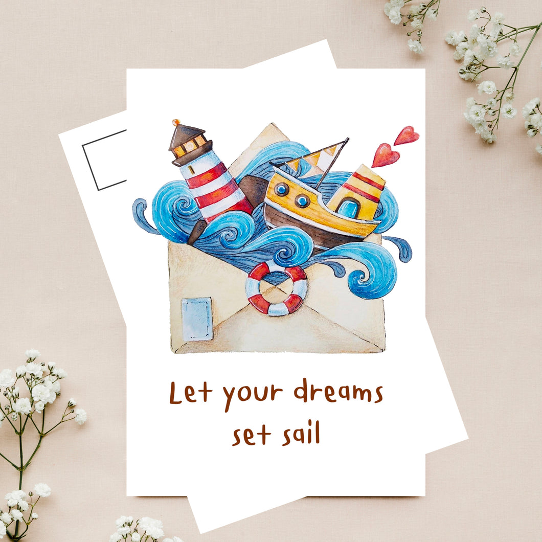 Let your dream set sail postcard