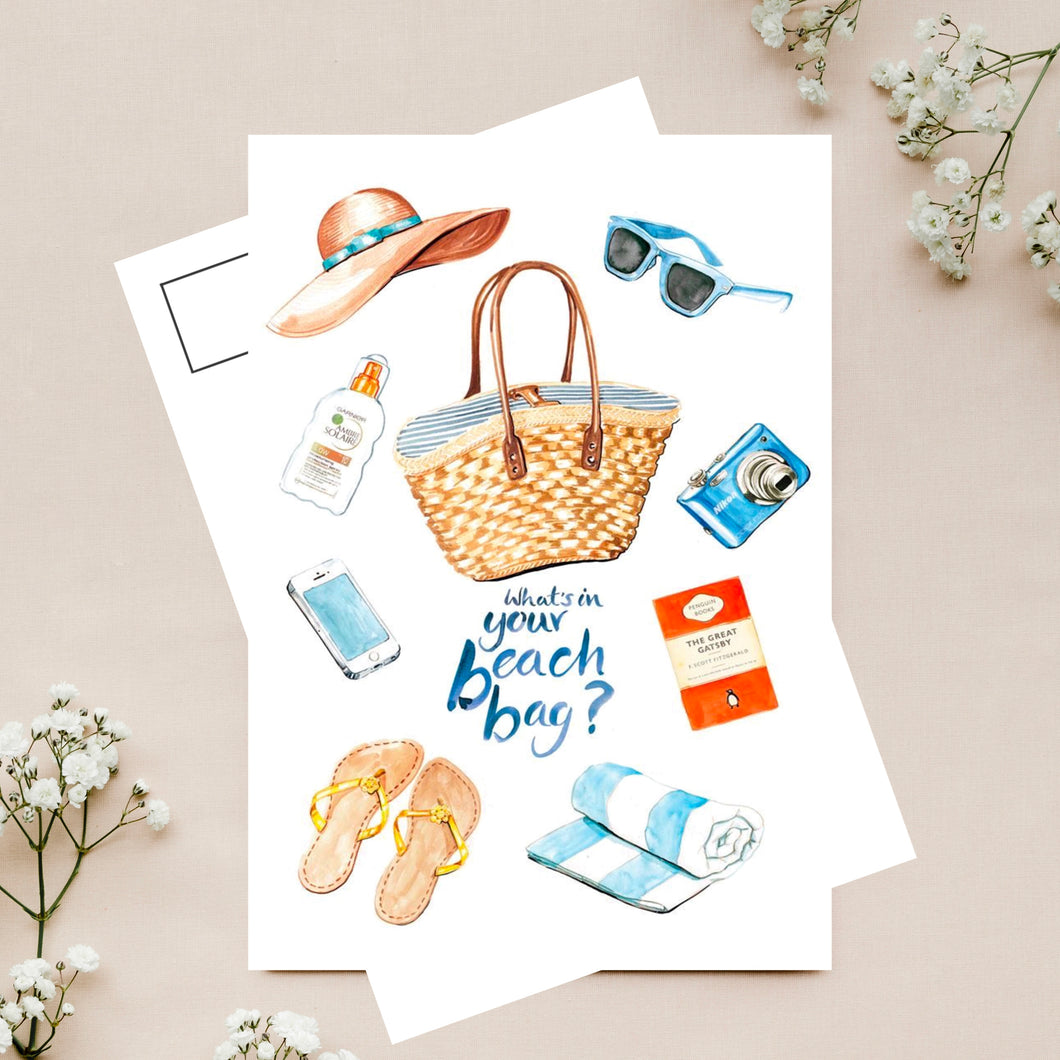 Beach bag postcard